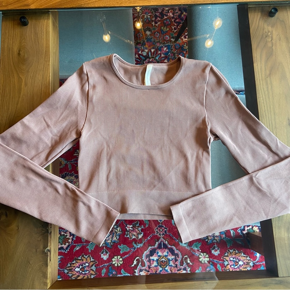 Aritzia Ribbed Contour Long Sleeve Crop Top